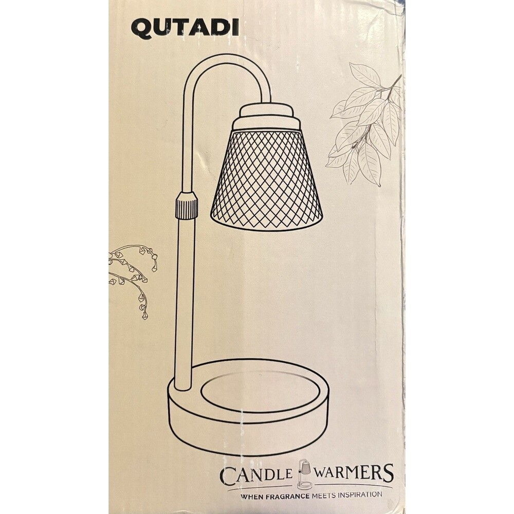 QUTADI Candle Warmer Lamp Black Matte Glass Shade Modern Diamond Freestanding